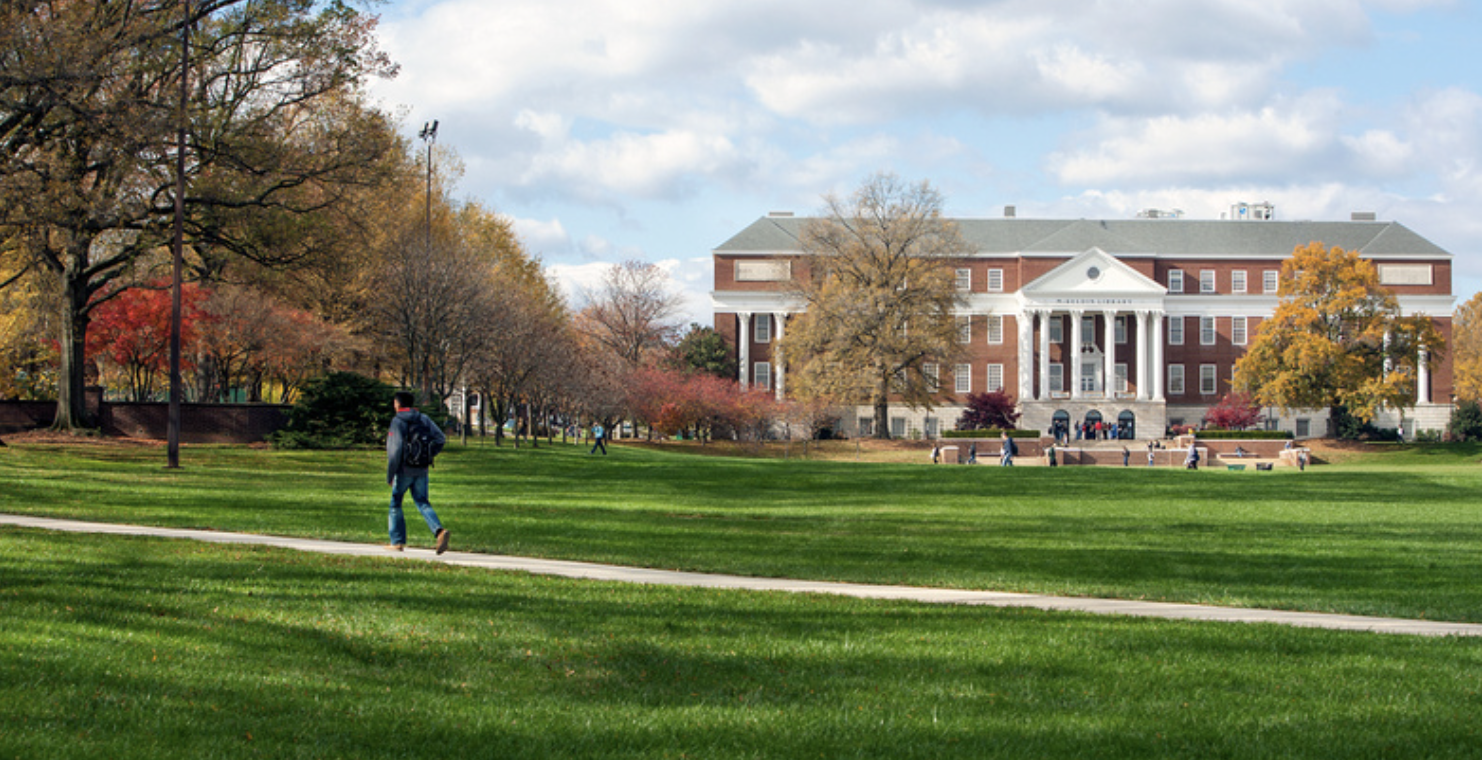 Photograph of McKeldin Library on the University of Maryland Campus